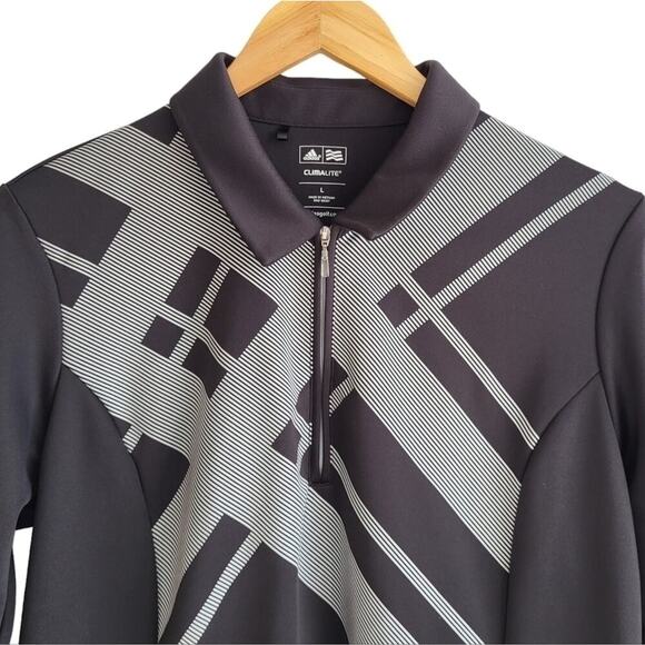 ADIDAS Golf Climalite 1/4 Zip Pullover Top Men's Large Black Quick Dry Stretch - Picture 2 of 8